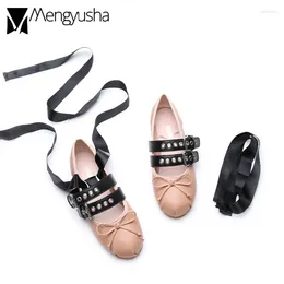 Casual Shoes Spring Autumn Ballet Flats Women Foldable Ladies Buckle Strap Decorate Moccasins Silk Riband Bow Lace Up Flat