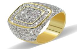 2020 Hiphop CZ Rings For Mens Full Diamond Square Hip Hop Ring Gold Plated Jewelries 6623659