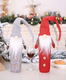 Christmas Snowman Wine Bottle Cover Dinner Bottle Set Knit Table Decoration Window Decor For Christmas Halloween Wedding Party3404508