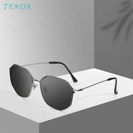 Sunglasses Fashionable hexagonal mens large metal wheels with dual axle driving Polarised sunglasses prescription Myopia lens Q240509