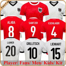 Camisetas Austria 2024 Euro Cup National Team Soccer Jersey Home Away Posch Seiwald Sabitzer Gregoritsch Lienhart Laimer Football Shirts Kids Kit Set