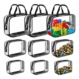 Storage Bags 9 Packs Clear PVC Toy Toiletry Waterproof Kids Zippered Organizing For Building Blocks