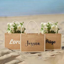 3Pcs Gift Wrap Bridesmaid Burlap Tote Gift Bags Jute Beach Tote BagsBridesmaid Gift BagWedding Gift BagsBachelorette Party Gift Bags