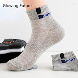Men's Socks 3 Pairs Men Spring Summer Thin Breathable Mesh Ankle Black White Solid Sweat Casual Middle Tube Harajuku Sports Sox