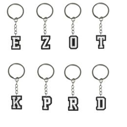 Keychains Lanyards Black Letters Keychain Cute Sile Key Chain For Adt Gift Kids Party Favors Couple Backpack Chains Women Keyring Suit Ot1Yb