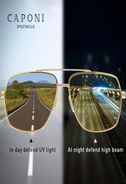 CAPONI Vintage Sunglasses Pochromic Polarised Fashion Eyewear For Men Square Night Vision Driving Sun Glasses UV400 BSYS80028462037