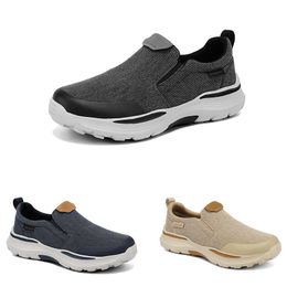 Free Shipping Men Women Running Shoes Anti-Slip Breathable Slip-On Soft Solid Khaki Grey Blue Mens Trainers Sport Sneakers GAI