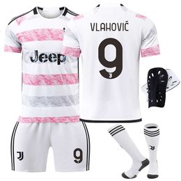 Soccer Sets/Tracksuits Mens Tracksuits 2324 Juventus away game No. 9 Hovic 7 Chiesa 22 Di Maria 10 Bogba Football Jersey Childrens Set