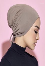 Scarves Cotton Inner Turban Caps Stretch Hijab Cap Women Underscarf Headband Muslim Scarf Drawstring Hat Islamic Jersey Bonnet1060740