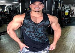 Brand Gyms Clothing Singlet Tank Top Men Fitness Stringer Vest Camouflage stitching Bodybuilding Sleeveless shirt Muscle Tanktop5515913