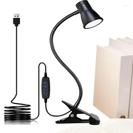 Table Lamps Clip On Desk Lamp Eye Caring With Clamp Book 360 Degree Flexible Gooseneck 3 Modes 10 Brightness USB Light