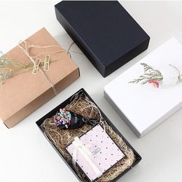 Gift Wrap 50pcslot Large Kraft Paper Cardboard Box Craft Packaging Black With Lid Carton3557479