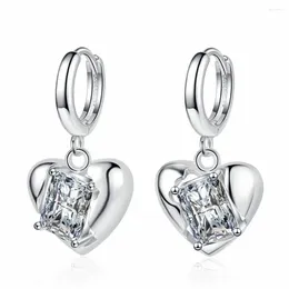 Stud Earrings Classic Heart-shaped Silver Color Round For Women Stainless Small Dangler Cool