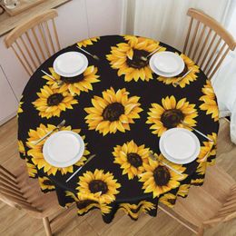 Table Cloth Sunflower Print Decoration Living Room Kitchen Dustproof Round Tablecloth Holiday Outdoor Party Dinner Accessories