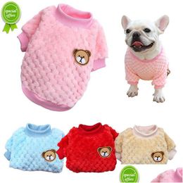 Dog Apparel New Bear Embroidery Pet Dog Vest Winter Warm Clothes For Small Dogs P Puppy Cat Coat Yorkies Chihuahua Shih Tzu Pug Outfit Dhju9