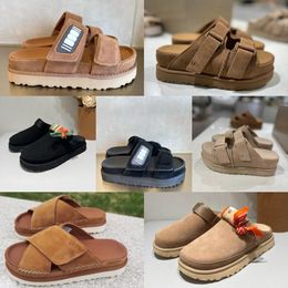 New Designer Flax brown Sandals Outdoor Sand beach Rubber Slipper Fashion Casual Heavy-bottomed buckle Sandal leather sports sandals