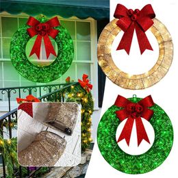 Decorative Flowers Flower Wreath 50CM Metal Luminous LED Warm Light Christmas Decoration Rustic