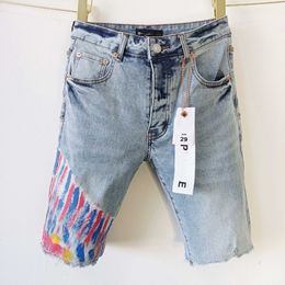 Purple jeans shorts Designer Mens Jeans Shorts Hip Hop Casual short Knee lenght jean clothing man summer wear shorts high street denim jeans 912