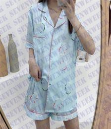 Satin Womens Pyjamas Sleepwear Sets Ladies Nightwear Long Sleeve Silky Printed Women Casual Homes Clothes Set7053051
