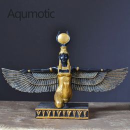 Aqumotic Egyptian Gods Goddess Ornament 1pc Large Isis Sculpture Adorn for Home Eye of Egypt Furnishing Articles Decorate 240510