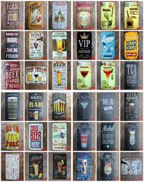 Metal Tin Signs Bar Poster Mojito Cocktail Beer Plaque Bar Art Sticker Iron Paintings 2030cm Decorative Iron Plates Bar Club Wall3358459