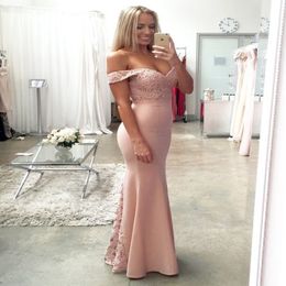 New Blush Pink Cheap Bridesmaid Dresses Sexy Mermaid Lace Long 2021 Formal Wedding Party Dresses Evening Party Gowns 2741
