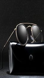 Fashion Round Sunglasses Double Bridge Women Men Designer Sun Glasses Metal Frame Eyewear for Ladies UV400 with cases7074031