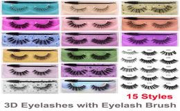 15 Styles Natural False Eyelashes Soft Thick Natural 3D Mink Eyelash Glitter Extension Mink Lashes With Eyelash Brush Eye Make8074241