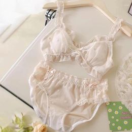 Bras Sets 1Pcs/1Set Girls Underwear Cute Bra & Panties Set Sleep Intimates Sweet Lace Comfortable Lovely Lingerie