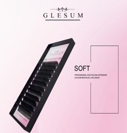 Glesum Super Soft Mixed Ellipse Extension Lashes 12 Lines Black Matte Cashmere Flat Lashes Shaped Salon Make Up Eyelash3441251