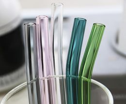 Handmade Coloured Glass Drinking Straws ECOfriendly Household Pipet Tubularis Snore Piece Tube Bend Reusable Straw Bar Tool4292960