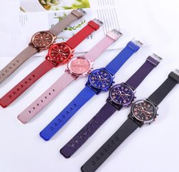 whole new creative PVC soft rubber band geneva watch student ladies rose gold dial dress quartz wrist watches7319250