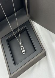 Luxury Designer Pendant Necklace S925 Sterling Silver Hollow French Movable Crystal Classic Square Charm Short Chain Choker For Wo6905320