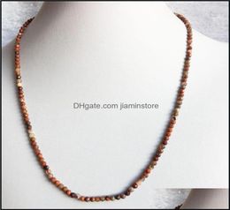 Chains M Faceted Red Blood Brecciated Jasper Necklace Shiny Natural Stone Chain Chocker Beaded Mother Daughter Necklaces5155361