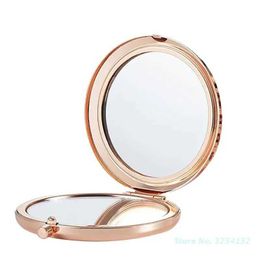 Compact Mirrors Folding Mini Pocket Double sided Makeup Mirror Retro Travel 2.5-inch Q240509