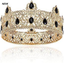 Headpieces NZUK Metal Prince Gem Crowns And Tiaras Full Round Birthday Party Hats Royal King Crown For Men Mediaeval Costume Access9466713
