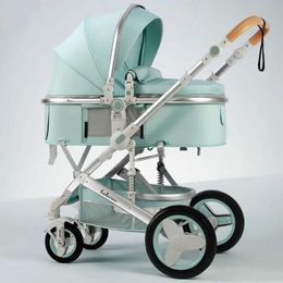 Strollers# Newborn 2 In 1 Baby StrollerLuxury high landscape baby carriageFolding pramtravel Pushchairbaby trolley carbaby strollers T240509