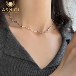 Chains ASHIQI Natural Purple Baroque Pearl Necklace 925 Sterling Silver Wedding Jewellery For Girls