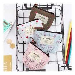 Storage Bags Partysu Canvas Coin Purse Fresh Garden Wind Change Pocket Key Small Wallet Organiser Holder Wallets Cosmetic Drop Deliver Dh4H6