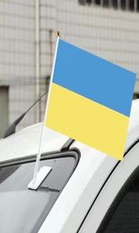 2030cm Ukraine HandHeld Mini Flag With White Pole Vivid Colour and Fade Resistant Country Banner National Bunting Flags Durable Po2654294