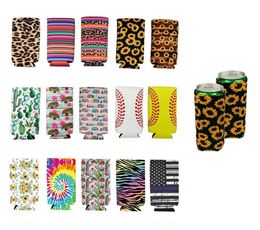 Slim Can Sleeve Neoprene Insulator Cooler Baseball Can Holder Water Bottle Covers Bottle Case Pouch Leopard Flower 15Styles AC11479843768