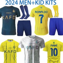 Premium Quality 23 24 Al Nassr FC Soccer Jerseys Ronaldo Home Away Kits CR7 Gonzalo Martinez Talisca Ghislain Konan Vincent Aboubakar Men Kids Football Shirt