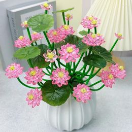 Decorative Flowers Crystal Realistic Lotus Artificial Faux Bouquet For Home Table Decor Flower Arrangement