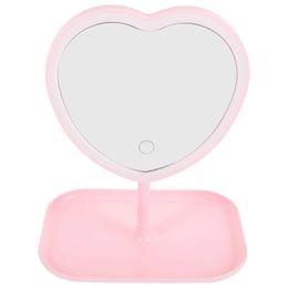 Compact Mirrors Desktop Love Beauty Makeup USB Charging LED (Love Pink) Heart Q240509