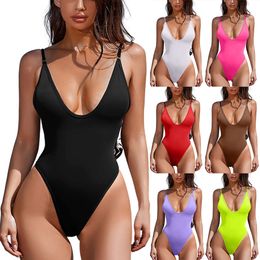 Women's Swimwear 2024 New Sexy Bikini Womens One Piece Swimsuit Solid Colour Multi Colour Swimsuit