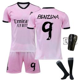 Soccer Sets/Tracksuits Mens Tracksuits 2223 Real Madrid pink commemorative shirt No. 9 Benzema No. 7 Azar No. 10 No. 20 Soccer Jersey
