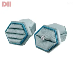 Jewelry Pouches Three Rings Slots Storage Box Store Packaging Gift Double Ring Display Holder Case