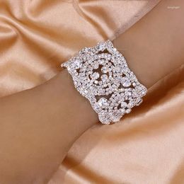 Charm Bracelets Statement Full Rhinestone Bracelet Bangle For Women Jewellery Bling Round Circle Crystal Jewellery Gift