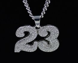 Uodesign Big Size Number 23 Jersey Pendant Necklace Gold Color Round Cut Rhinestone Simulated Diamonds Sporting Jewelry4868304