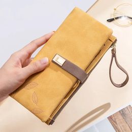 Wallets Wristband Long Clutch Wallet Women Soft Leather Card Holder Zipper Cell Phone Pocket Large Capacity Purse Female